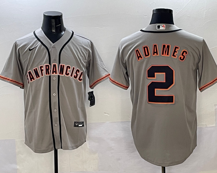 Men's San Francisco Giants Willy Adames #2 Gray Jersey