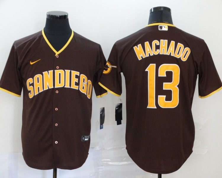 Men's San Diego Padres #13 Manny Machado Brown Stitched Jersey