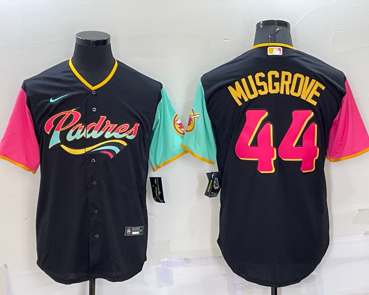 Men's San Diego Padres Joe Musgrove #44 Black Stitched Jersey
