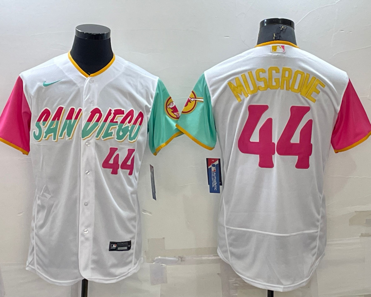 Men's San Diego Padres Joe Musgrove #44 White Stitched Jersey