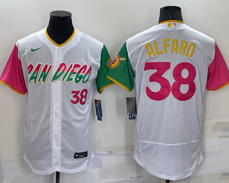 Men's San Diego Padres Jorge Alfaro #38 White Stitched Jersey