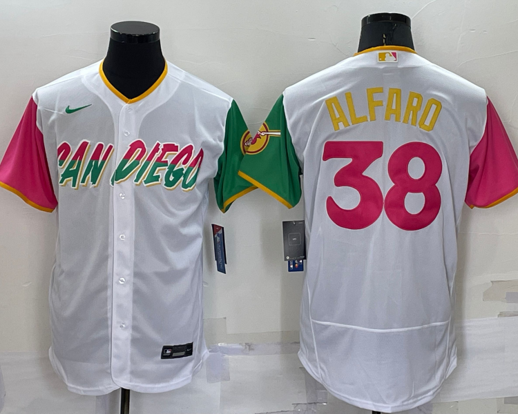 Men's San Diego Padres Jorge Alfaro #38 White Stitched Jersey