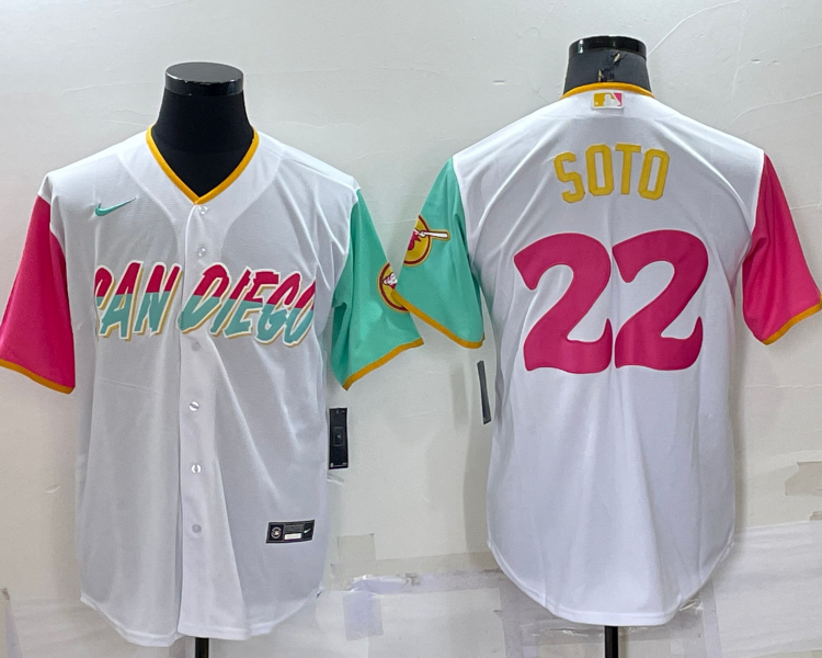 Men's San Diego Padres Juan Soto #22 White Stitched Jersey