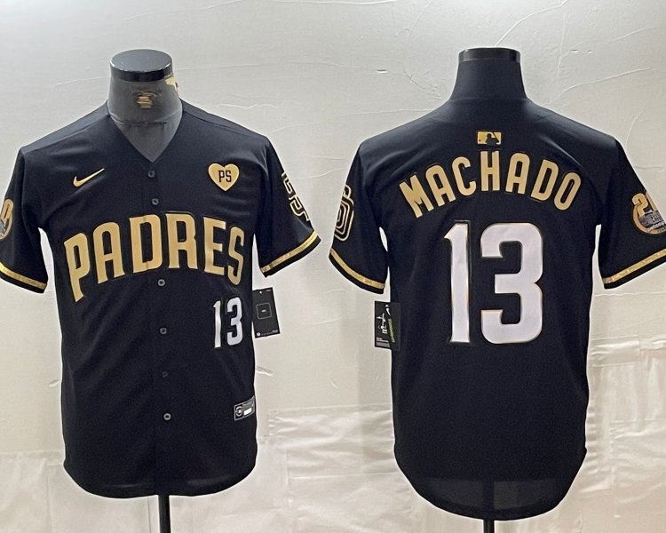 Men's San Diego Padres Manny Machado #13 Black Limited Jersey