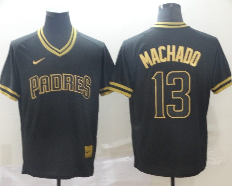 Men's San Diego Padres Manny Machado #13 Black Stitched Jersey