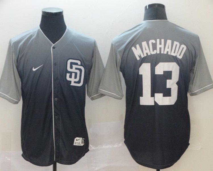 Men's San Diego Padres Manny Machado #13 Grey White Gradient Stitched Jersey