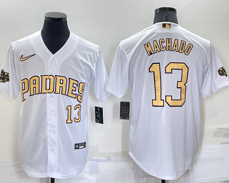 Men's San Diego Padres Manny Machado #13 White Jersey
