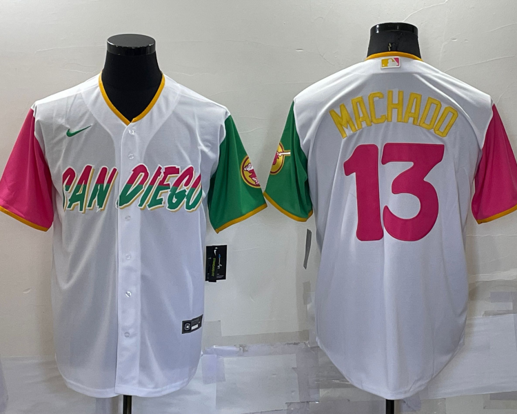 Men's San Diego Padres Manny Machado #13 White Jersey