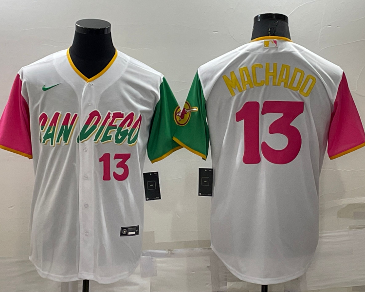 Men's San Diego Padres Manny Machado #13 White Stitched Jersey