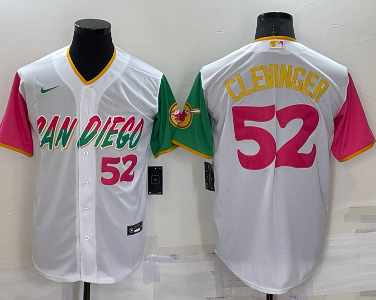 Men's San Diego Padres Mike Clevinger #52 White Stitched Jersey