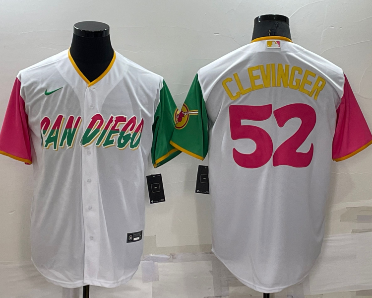 Men's San Diego Padres Mike Clevinger #52 White Stitched Jersey