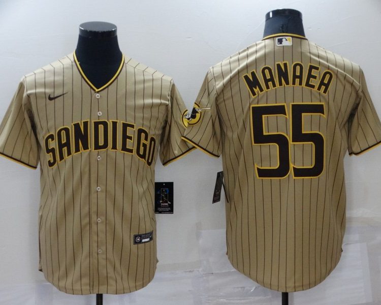 Men's San Diego Padres Sean Manaea #55 Khaki Stitched Jersey