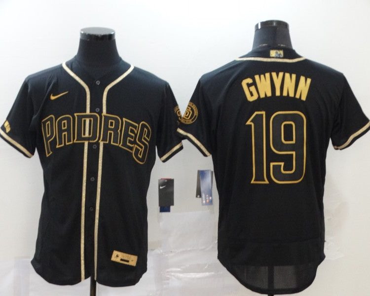 Men's San Diego Padres Tony Gwynn #19 Black Stitched Jersey