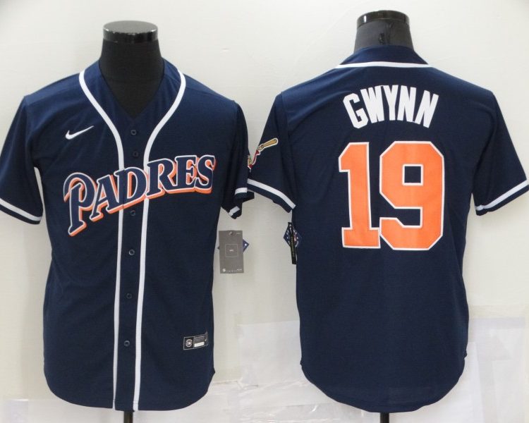 Men's San Diego Padres Tony Gwynn #19 Navy Stitched Jersey