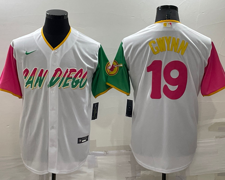 Men's San Diego Padres Tony Gwynn #19 White Stitched Jersey