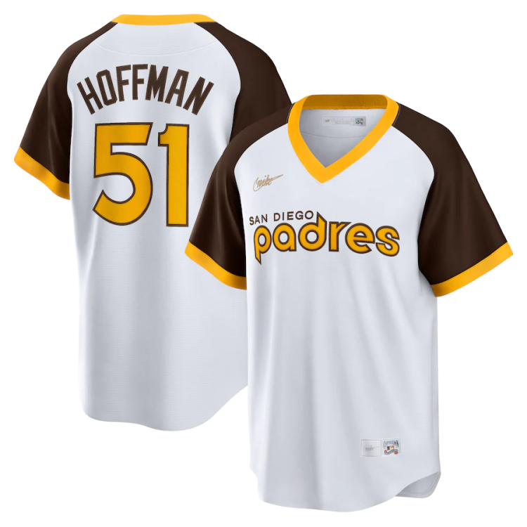 Men's San Diego Padres Trevor Hoffman #51 White Home Cooperstown Collection Jersey