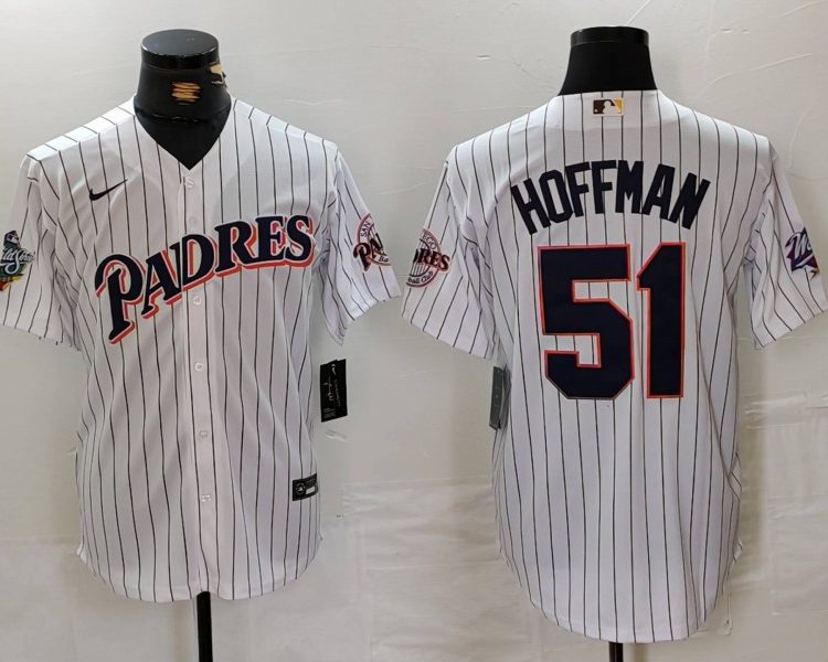 Men's San Diego Padres Trevor Hoffman #51 White Jersey
