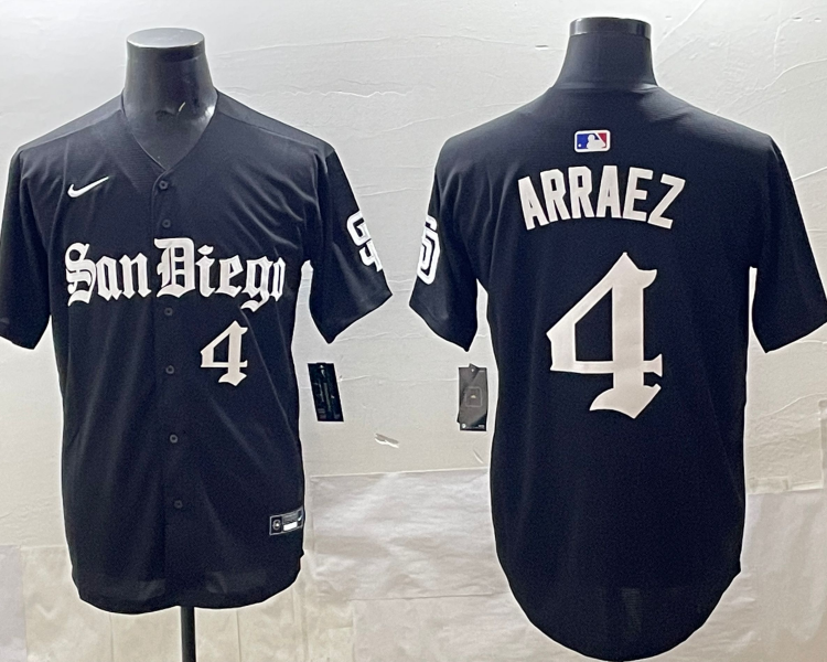 Men's San Diego Padres Luis Arraez #4 Black Jersey