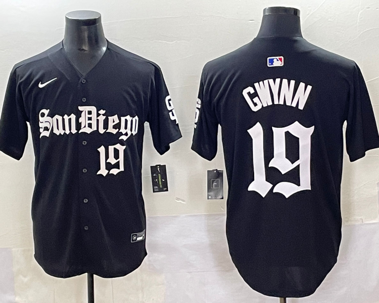 Men's San Diego Padres Tony Gwynn #19 Black Jersey