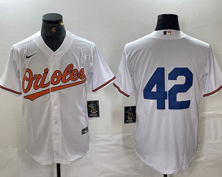 Men's Baltimore Orioles #42 White 2024 Jackie Robinson Day Home Limited Jersey