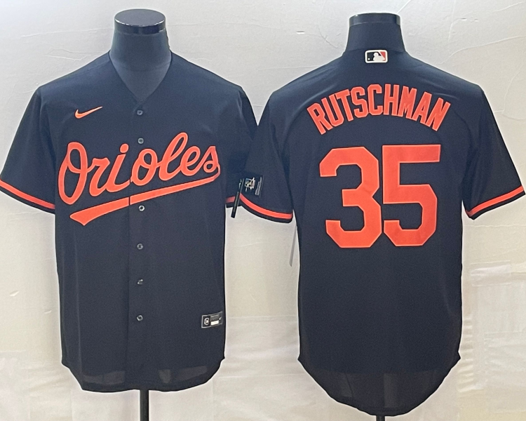 Men's Baltimore Orioles Adley Rutschman #35 Black Alternate Jersey