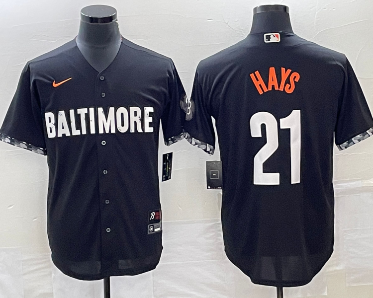 Men's Baltimore Orioles Austin Hays #21 Black 2023 City Connect Jersey