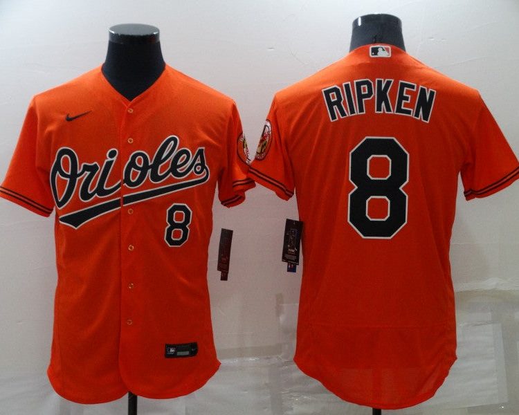 Men's Baltimore Orioles Cal Ripken Jr. #8 Orange Baseball Jersey