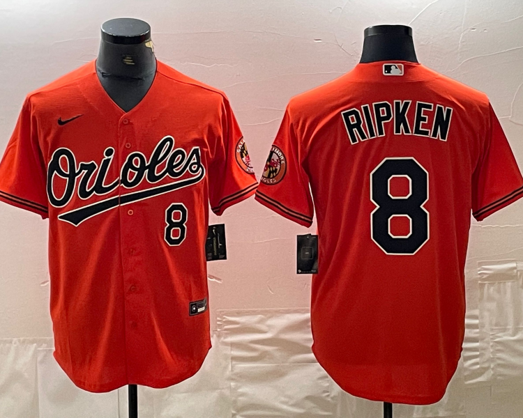 Men's Baltimore Orioles Cal Ripken Jr. #8 Orange Baseball Jersey