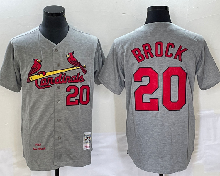 Men's St. Louis Cardinals Lou Brock #20 Gray Cooperstown Collection Jersey