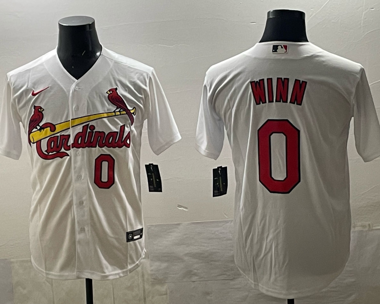 Men's St. Louis Cardinals Masyn Winn #0 White Home Jersey