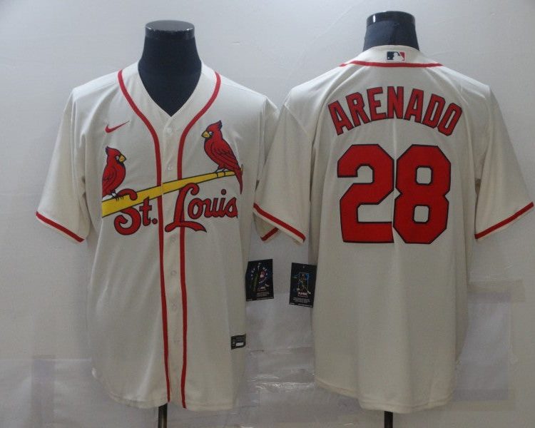 Men's St. Louis Cardinals Nolan Arenado #28 Beige Baseball Jersey