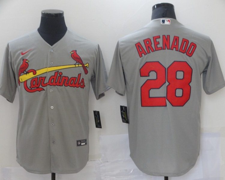 Men's St. Louis Cardinals Nolan Arenado #28 Gray Baseball Jersey