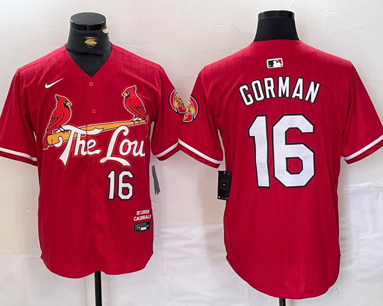 Men's St. Louis Cardinals Nolan Gorman #16 Red 2024 City Connect Limited Jersey