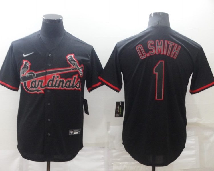 Men's St. Louis Cardinals Ozzie Smith #1 Black Baseball Jersey