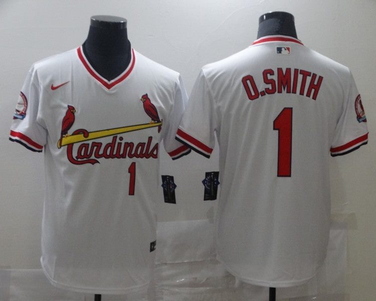 Men's St. Louis Cardinals Ozzie Smith #1 White Authentic Jersey