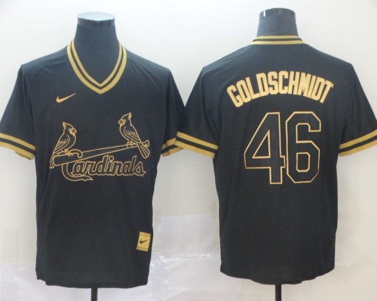 Men's St. Louis Cardinals Paul Goldschmidt #46 Black Baseball Jersey