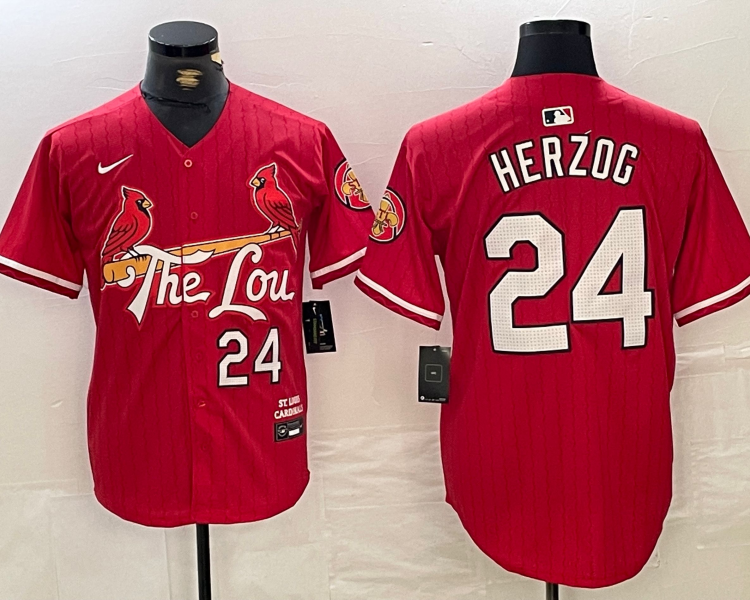 Men's St. Louis Cardinals Whitey Herzog #24 Red 2024 City Connect Limited Jersey