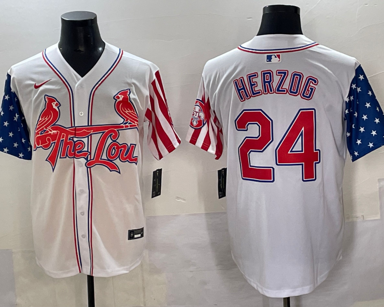 Men's St. Louis Cardinals Whitey Herzog #24 White Jersey