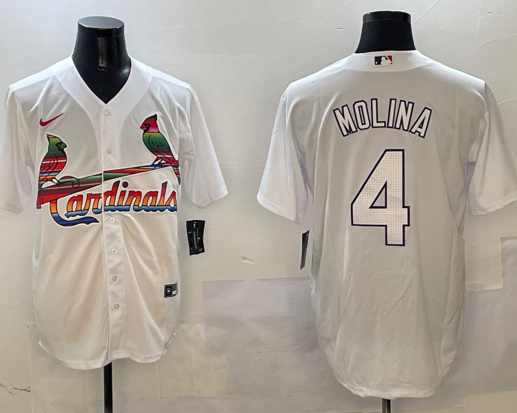 Men's St. Louis Cardinals Yadier Molina #4 White Jersey