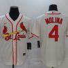 Men's St. Louis Cardinals Yadier Molina Majestic Cream Alternate Jersey Beige