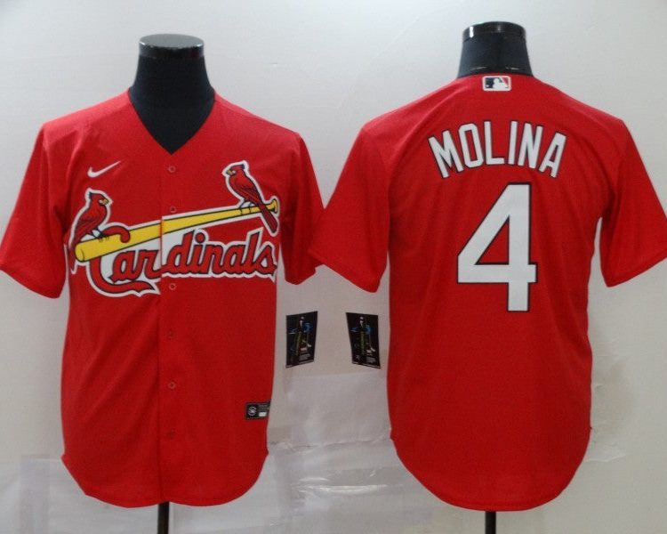 Men's St. Louis Cardinals Yadier Molina Majestic Cream Alternate Jersey RED
