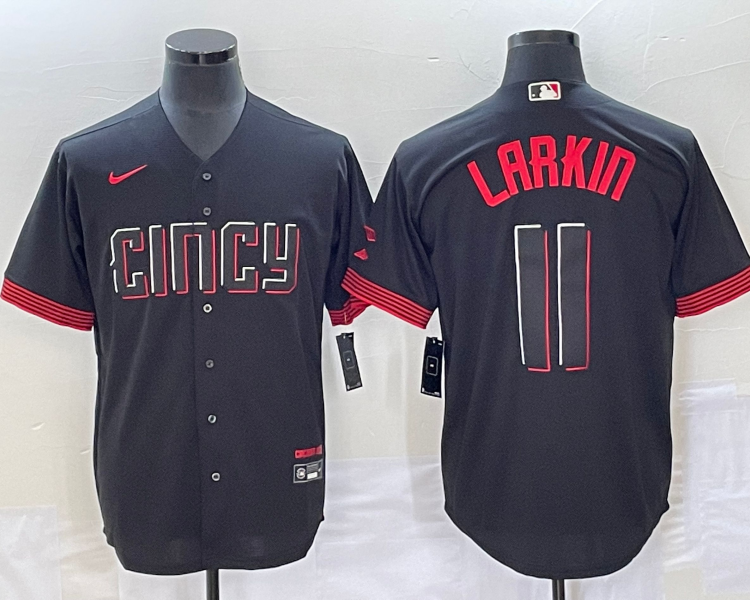 Men's Cincinnati Reds Barry Larkin #11 Black 2023 City Connect Jersey