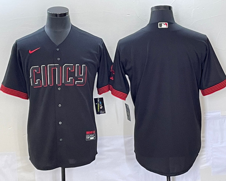 Men's Cincinnati Reds Black 2023 City Connect Blank Jersey