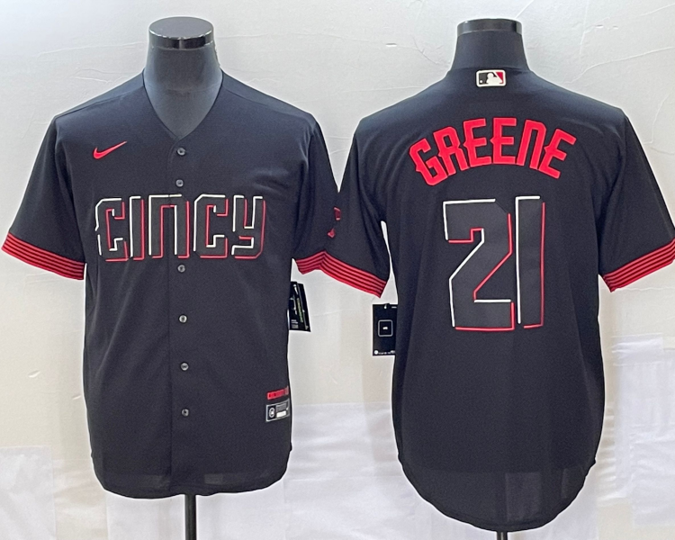Men's Cincinnati Reds Hunter Greene #21 Black 2023 City Connect Jersey