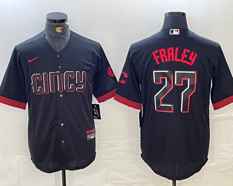 Men's Cincinnati Reds Jake Fraley #27 Black City Connect Jersey