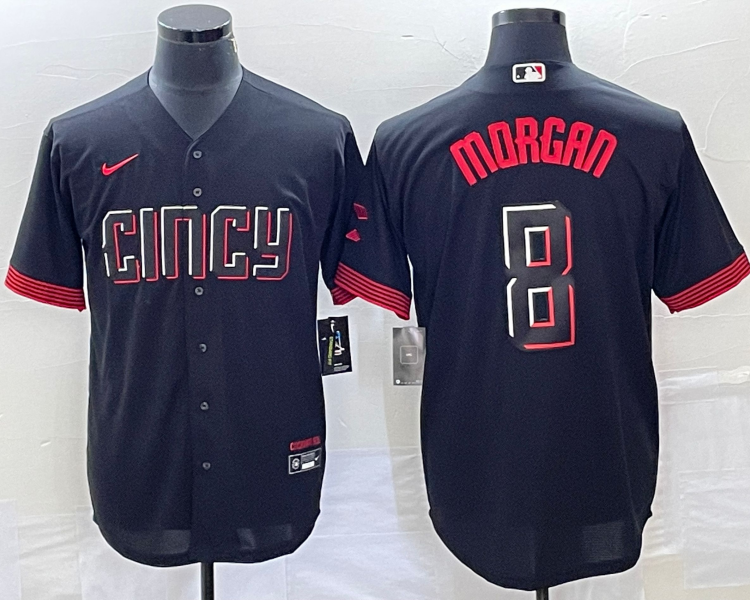 Men's Cincinnati Reds Joe Morgan #8 Black 2023 City Connect Jersey