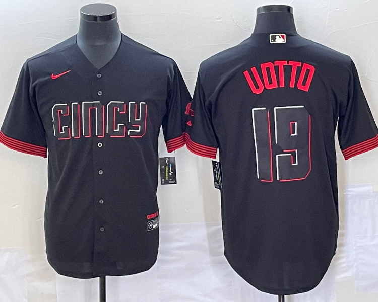 Men's Cincinnati Reds Joey Votto #19 Black 2023 City Connect Jersey