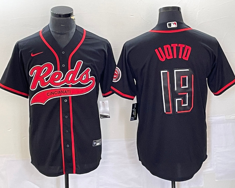 Men's Cincinnati Reds Joey Votto #19 Black Jersey Joint Edition