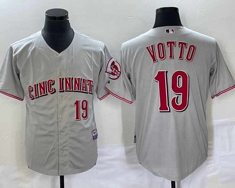 Men's Cincinnati Reds Joey Votto #19 Gray Limited Jersey