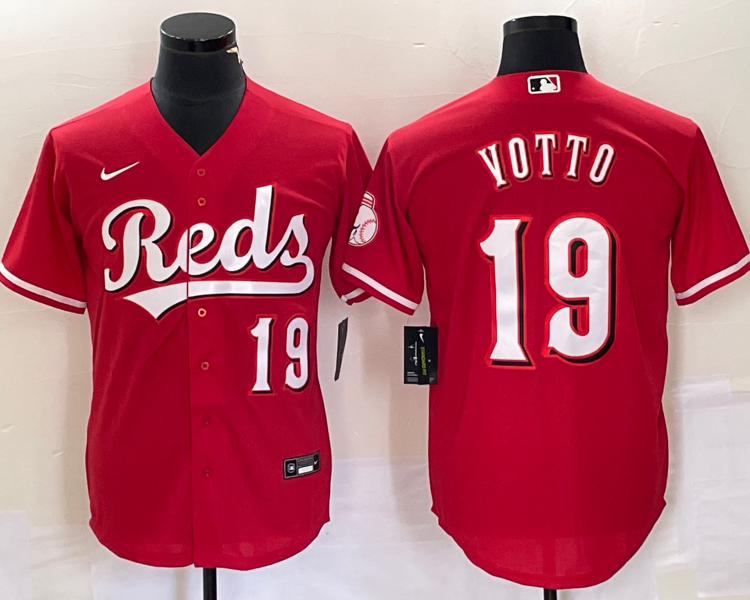 Men's Cincinnati Reds Joey Votto #19 Red Alternate Jersey
